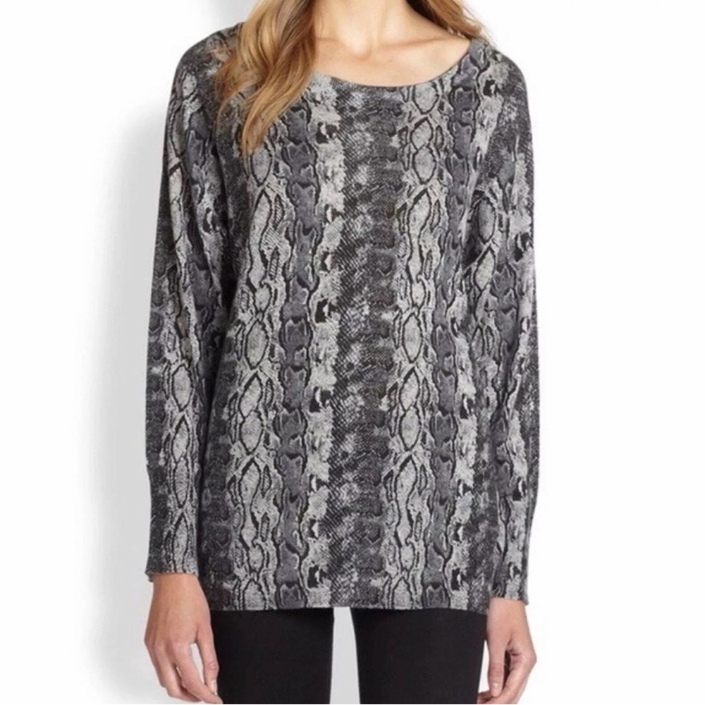 Joie Cienna Gray Snakeskin Wool Cashmere Blend Blouse Sweater Sz S